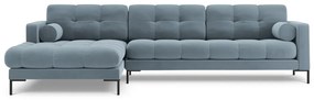 Colțar tapițat Bali, Albastru deschis/5 locuri/picioare negre/partea stângă/ L293 x l185 x h75