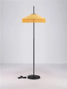 Lampadar cu abajur din catifea si franjuri galben mustar VELVY