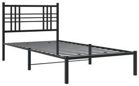 376319 vidaXL Cadru de pat din metal cu tăblie, negru, 100x200 cm