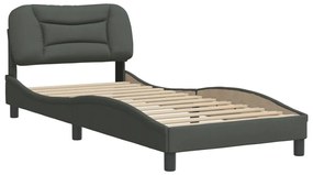 3207738 vidaXL Cadru de pat cu tăblie, gri închis, 90x190 cm, textil