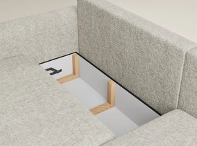 Colțar bej extensibil/cu spațiu de depozitare cu tapițerie din chenille (cu colț pe partea dreaptă/cu șezlong) Leon – Maison de Rêve