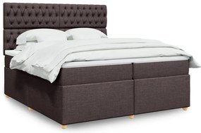 vidaXL Pat box spring cu saltea, maro închis, 200x200 cm, textil