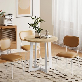 HOMCOM Masă de Dining Rotundă pentru 4 Persoane Masă de Bucătărie cu Blat de Lemn și Bază de Oțel Încrucișată Ø80x75 cm Stejar | Aosom Romania