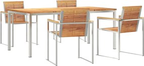 vidaXL Set de masă pentru grădină 5 pcs Maro Lemn solid de tec