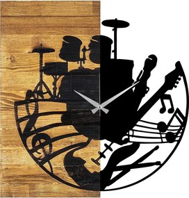 Ceas decorativ Clock 33, negru/nuc, lemn/metal, 60x58 cm