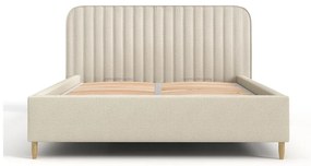 Pat bej tapițat cu spațiu de depozitare cu somieră 120x200 cm Noto – Maison de Rêve