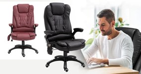 Scaun de birou rotativ cu functie de masaj-negru