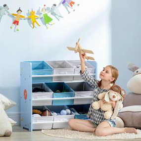 ZONEKIZ Dulap pentru Jucării cu 9 Coșuri Detasabile din Țesătură Albastru | Aosom Romania