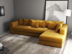 Colțar extensibil dumonde cu ladă de depozitare si sezut confortabil din spuma high-density, Gloria Ambience Mustar II 320x183 cm