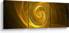 Tabloul cu spirala abstractă în galben (cu ceas) (90x30 cm)