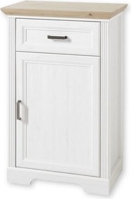 Comoda JASMIN, alb/stejar artisan, PAL, cu o usa si un sertar, 65x41x1