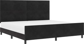 vidaXL Pat cu arcuri cu headboard Negru 200 x 200 cm Catifea
