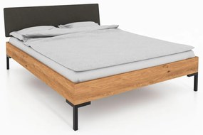 Pat matrimonial din lemn de stejar cu tăblie tapițată 140x200 cm Abises 1 - The Beds