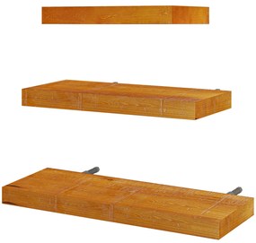 HOMCOM Set de 3 Rafturi de Perete din Lemn de Pin pentru Sufragerie, Dormitor si Studiou, 30/40/50x18x3.6cm, Maro