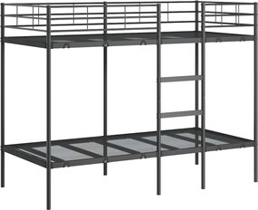 vidaXL Pat supraetajat fără saltea negru 100x190 cm oțel