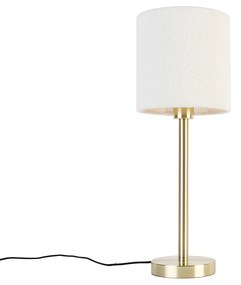 Lampă de masă clasică din alamă cu abajur din bouclé alb 20 cm - Simplo