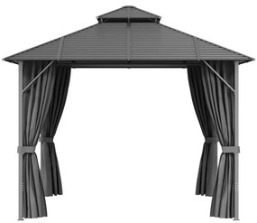 Pavilion cu pereti laterali si acoperis dublu, antracit, 3x3 m 3 x 3 m, Cu perete lateral