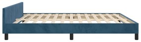 Cadru de pat cu tablie, albastru inchis, 160x200 cm, catifea Albastru inchis, 160 x 200 cm, Benzi verticale