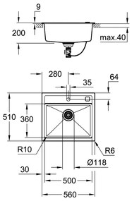 Grohe K700 chiuveta din granit 56x51 cm negru 31651AP0