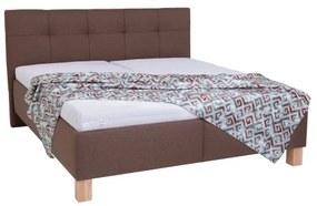 Pat tapițat MARIA 160 x 200 cm cu saltea și spațiu de depozitare, maro