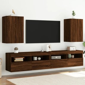 836923 vidaXL Comodă TV de perete, 2 buc., stejar maro, 40,5x30x60 cm, lemn