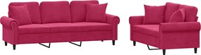 vidaXL Set canapele cu perne, 2 piese, roșu vin, catifea