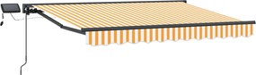 vidaXL Cadru manual de marchiză cu LED-uri Galben și alb 3 x 2,5 m