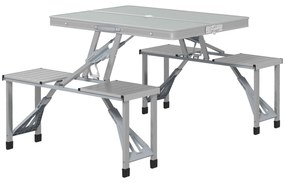 Outsunny Set masă și scaun de camping pliabil formă valiză picnic, aluminiu, dim. 85,5L x 67,5l x 67H cm | Aosom Romania