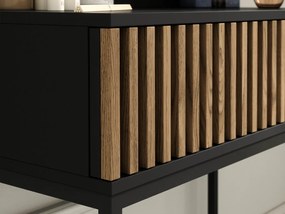 Masa de toaleta cu oglinda si sertar MEORATI 155x85cm, negru/dub artisan