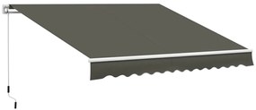 Outsunny Copertină Pliabilă pentru Exterior, Copertină Tip Roll-Up cu Deschidere Manivelă, 350x250 cm, Gri | Aosom Romania