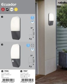 Aplica perete LED exterior cu senzor de miscare IP54 Ecuador 7997 RX