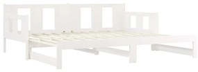 Pat extensibil de zi, alb, 2x(90x200) cm, lemn masiv de pin Alb, 90 x 200 cm