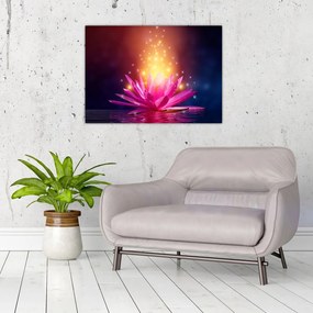 Tablou pe sticlă cu lotus pe apă (70x50 cm)