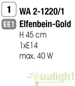 Aplica perete design rustic Torcia WA 2-1220/1 Elfenbein/gold OR