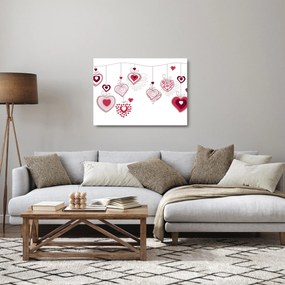 Tablou pe sticlă cu inimiore pictate (70x50 cm)
