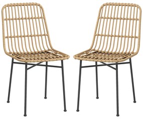 HOMCOM Set 2 Scaune pentru Bucătărie și Living Stil Boho, Scaune Moderne din PE Ratan și Oțel, 45x57x83 cm, Galben | Aosom Romania