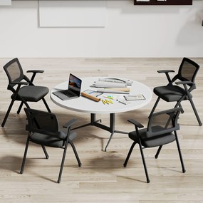 HOMCOM Set de 2 Scaune Pliabile în Material Textil cu Efect de In cu Spătar Curbat și Brațe, Scaune Portabile Salvaspațiu din Oțel, pentru Casă, Birou, Bucătărie, Evenimente, 61x56x84 cm, Negru | Aosom Romania