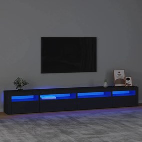 3152747 vidaXL Comodă TV cu lumini LED, negru, 270x35x40 cm