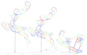 Reni si sanie de Craciun, colorat, 260x21x87 cm, acril 1, Multicolour
