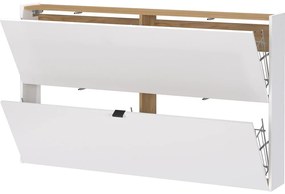 Pantofar alb cu deschidere înclinată, suspendat, cu aspect de lemn de stejar 140x83x18 cm Ameca – Germania