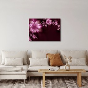 Tablou pe sticlă cu abstracție - flori (70x50 cm)