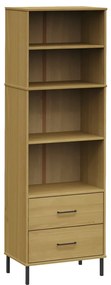 351006 vidaXL Bibliotecă cu 2 sertare OSLO, maro, 60x35x180 cm, lemn masiv