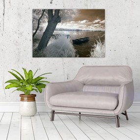 Tablou cu barca pe lac (90x60 cm)