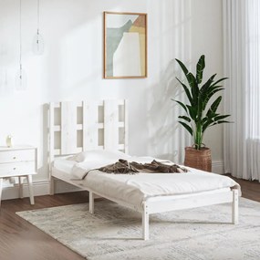 3105586 vidaXL Cadru de pat, alb, 90x200 cm, lemn masiv de pin