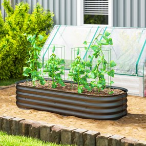 Outsunny Jardinieră înălțată pătrat pat de grădină din oțel modulabil legume, plante, flori, dim. 150 x 62 x 30 cm gri | Aosom Romania