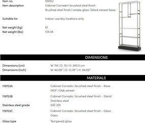Raft design LUX, Otel Periat, Sticla Fumurie, Corrado I