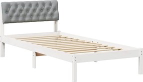 vidaXL Cadru de pat Alb și gri deschis 90 x 190 cm Lemn masiv de pin