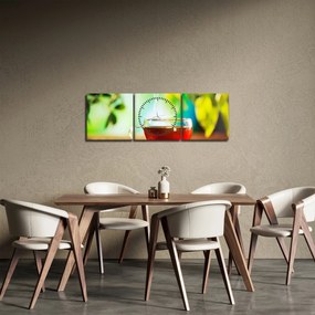 Tablou - Natura moartă, ceai (cu ceas) (90x30 cm)