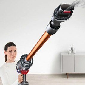 Aspirator vertical Dyson Cyclone V10 Absolute 448883-01, 150AW, 125.000 rpm, 0,77 l, 60 min, 3 moduri, 2 Tier Cyclone™, HEPA, silențios, golire igienică, fără încurcături, nichel/portocaliu