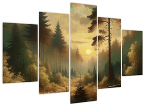 Tablou - Soare strălucind prin pădure (150x105 cm)